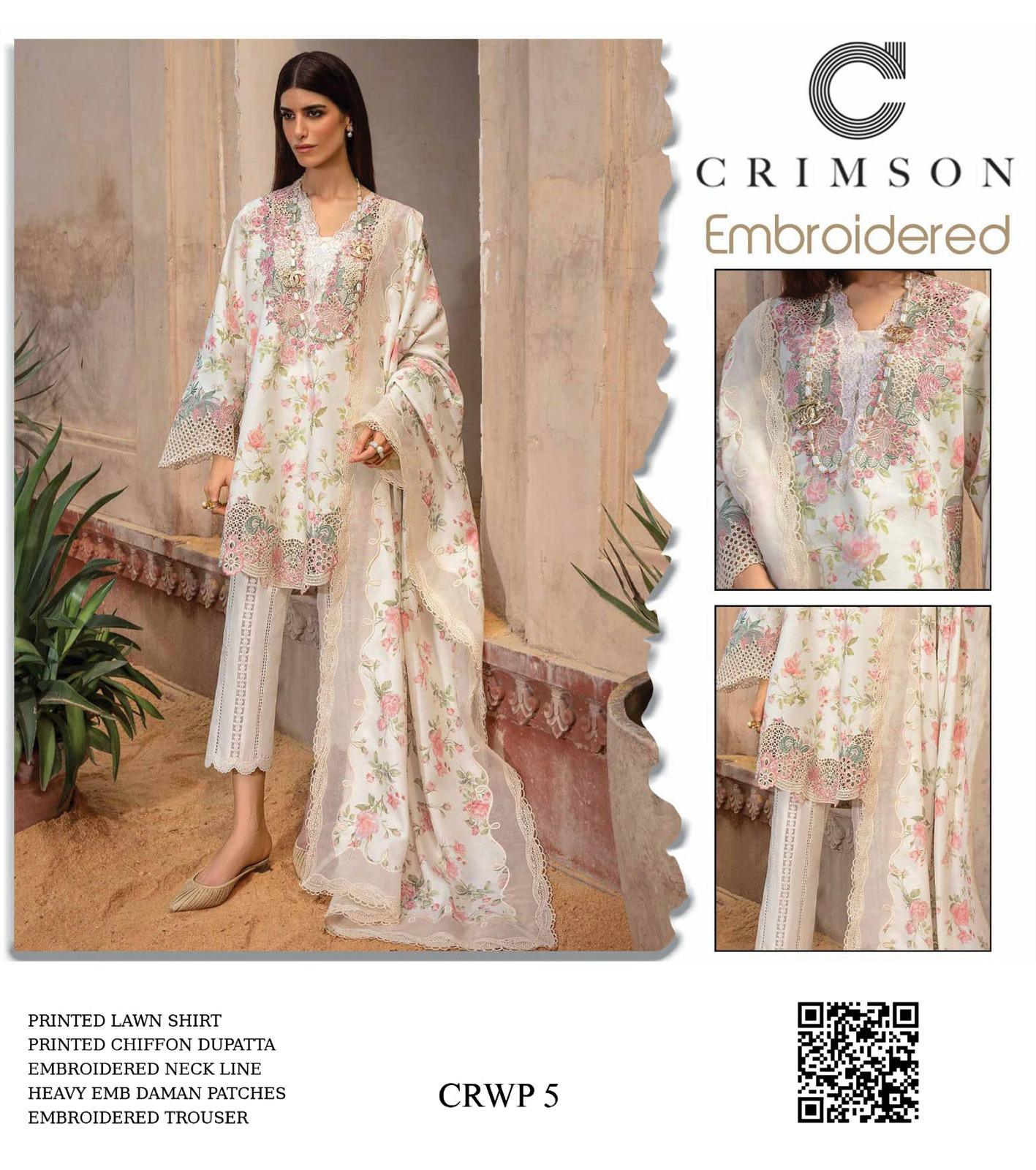 🧵 Fabric: Lawn & Chiffon 🔖 Design Code: CRWP5 - 3 Mind Collection