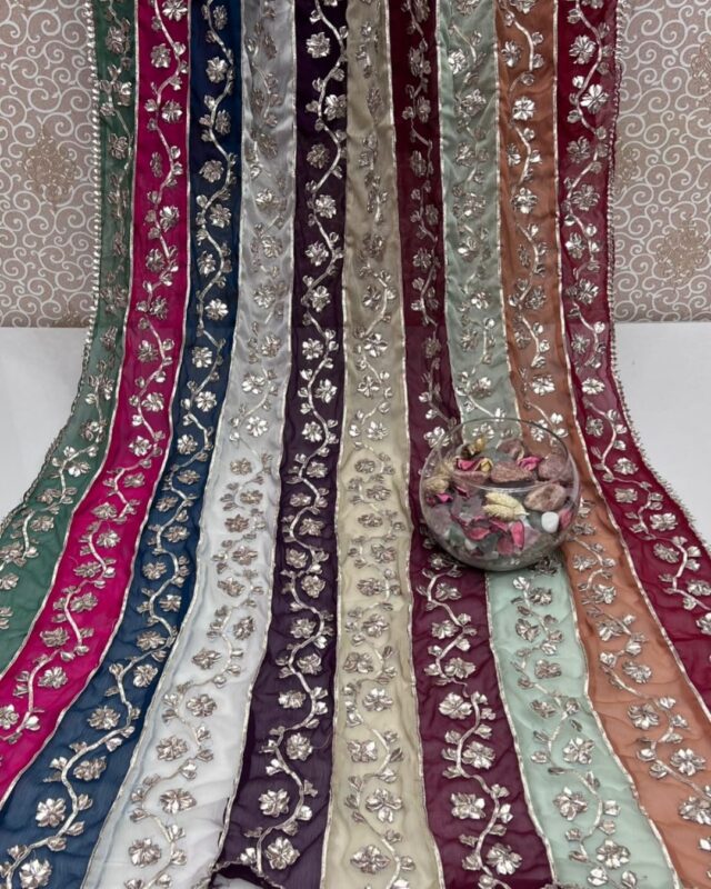 Beautiful handmade gotta work dupatta — luxury multi-shaded chiffon with elegant detailing and premium finish