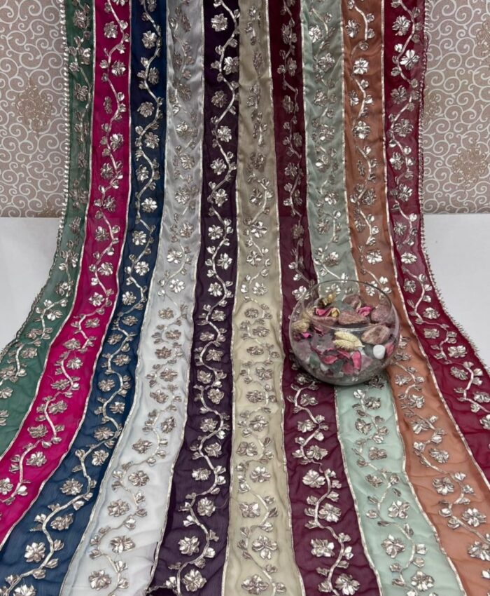 Beautiful handmade gotta work dupatta — luxury multi-shaded chiffon with elegant detailing and premium finish