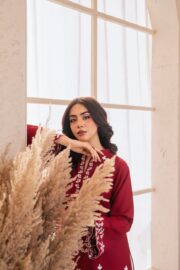 ZARF Embroidery Premium Stone Linen Stitched 2PC Farshi Suit - Image 6