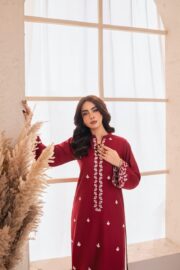 ZARF Embroidery Premium Stone Linen Stitched 2PC Farshi Suit - Image 2