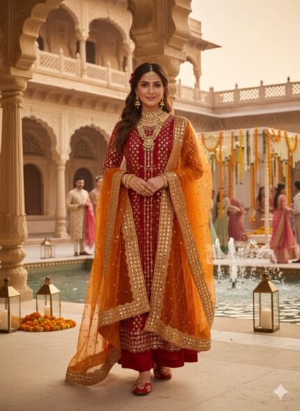 Fancy Wedding Collection – Luxury 3PC Suit with Matching Khussa