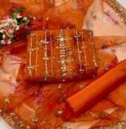 Premium Organza Collection – Digital Embroidered 3PC Suit (Pearls Work) - Image 3