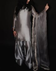 Eid Collection | Short Length Shirt with Farshi Shalwar & Organza Dupatta