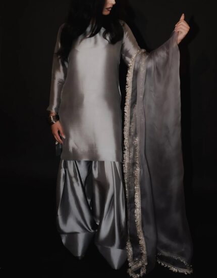 Eid Collection | Short Length Shirt with Farshi Shalwar & Organza Dupatta
