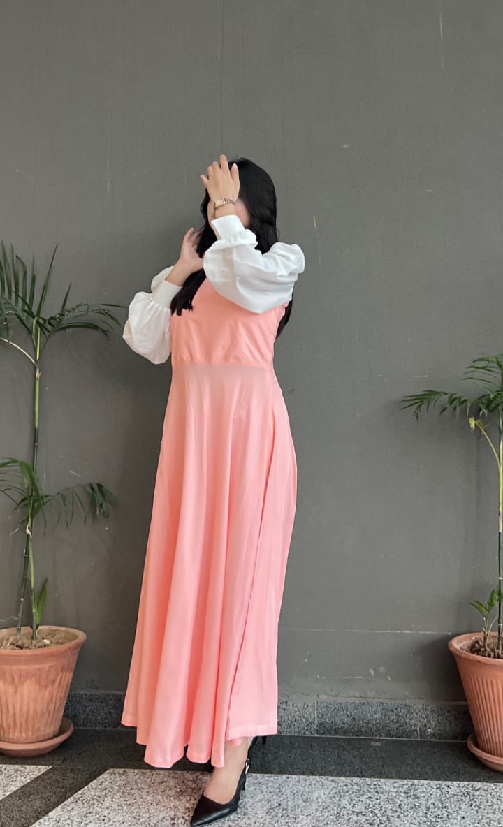 ufkjjkkhkiiu AknasClothing – Elegant Collection | Platted Black Maxi with White Sleeves - Image 1