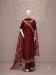 Premium Soft Net Fancy 3 Piece Suit – Heavy Katori Sequence Embroidery