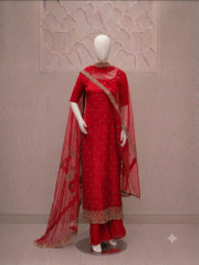 Premium Soft Net Fancy 3 Piece Suit – Heavy Katori Sequence Embroidery - Image 9