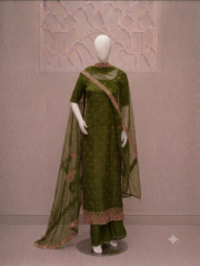 Premium Soft Net Fancy 3 Piece Suit – Heavy Katori Sequence Embroidery - Image 8