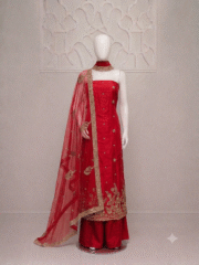 Premium Soft Net Heavy Embroidered 3 Piece Suit – Front & Back Same Design - Image 7
