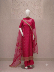 Premium Soft Net Fancy 3 Piece Suit – Heavy Katori Sequence Embroidery - Image 5