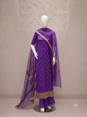 Premium Soft Net Fancy 3 Piece Suit – Heavy Katori Sequence Embroidery - Image 4