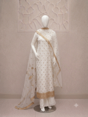 Premium Soft Net Fancy 3 Piece Suit – Heavy Katori Sequence Embroidery - Image 3