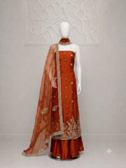 Premium Soft Net Heavy Embroidered 3 Piece Suit – Front & Back Same Design - Image 5
