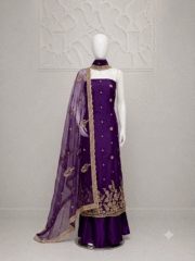 Premium Soft Net Heavy Embroidered 3 Piece Suit – Front & Back Same Design - Image 4