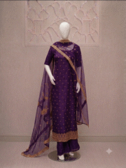Premium Soft Net Fancy 3 Piece Suit – Heavy Katori Sequence Embroidery - Image 2