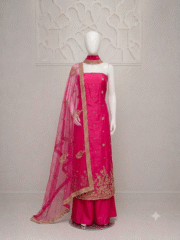 Premium Soft Net Heavy Embroidered 3 Piece Suit – Front & Back Same Design - Image 3