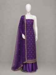 Premium Soft Net Heavy Embroidered 3 Piece Suit – Katori Sequence Work - Image 2