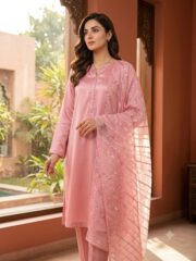 Premium Shamoz Silk Suit with Fancy Organza Dupatta – Wedding Collection | Unstitched 2 Piece - Image 5