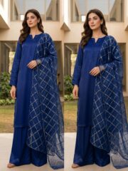 Premium Shamoz Silk Suit with Fancy Organza Dupatta – Wedding Collection | Unstitched 2 Piece - Image 6