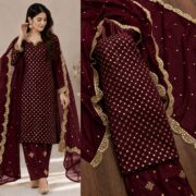 Hiba Bukhari Premium Crinkle Chiffon 3 Piece Suit - Image 3