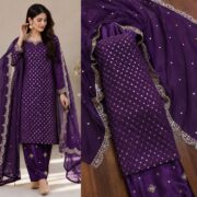 Hiba Bukhari Premium Crinkle Chiffon 3 Piece Suit - Image 9
