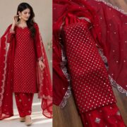 Hiba Bukhari Premium Crinkle Chiffon 3 Piece Suit - Image 7