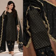 Hiba Bukhari Premium Crinkle Chiffon 3 Piece Suit