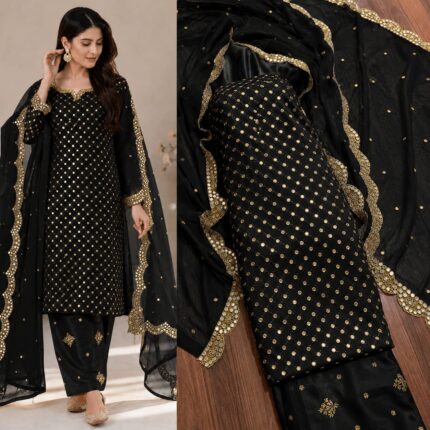 Hiba Bukhari Premium Crinkle Chiffon 3 Piece Suit