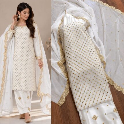 Hiba Bukhari Premium Crinkle Chiffon 3 Piece Suit