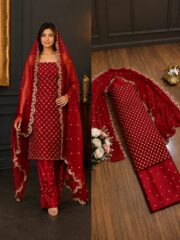 Hiba Bukhari Premium Crinkle Chiffon 3 Piece Suit