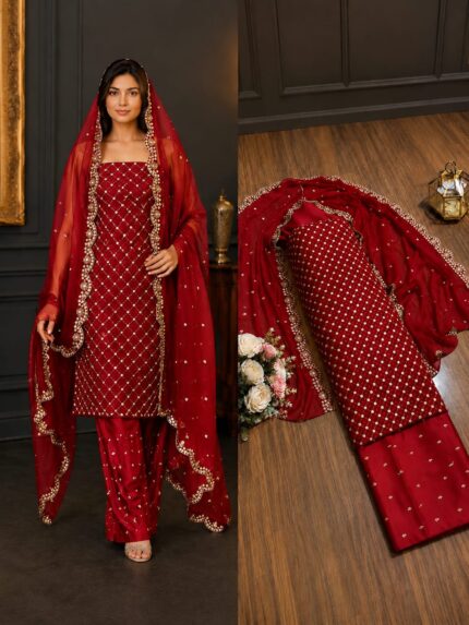 Hiba Bukhari Premium Crinkle Chiffon 3 Piece Suit
