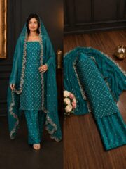 Hiba Bukhari Premium Crinkle Chiffon 3 Piece Suit - Image 3