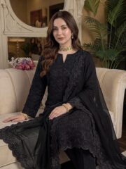 Shiffle Chikankari Jaal Cotton Lawn 3 Piece Suit - Image 2