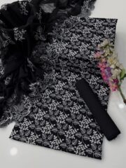 Shiffle Chikankari Jaal Cotton Lawn 3 Piece Suit - Image 4