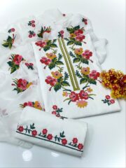 Premium Mid Season Cotton Cross Stitch 3 Piece Suit - Image 4