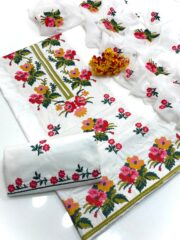 Premium Mid Season Cotton Cross Stitch 3 Piece Suit - Image 2