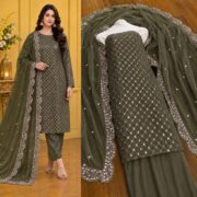 Hiba Bukhari Premium Crinkle Chiffon 3 Piece Suit - Image 26