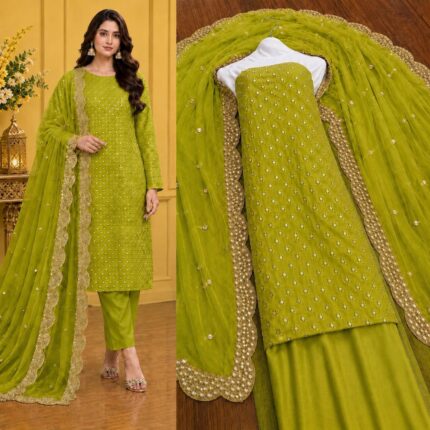 Hiba Bukhari Premium Crinkle Chiffon 3 Piece Suit