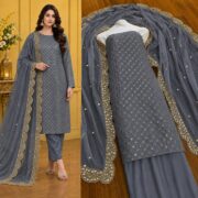 Hiba Bukhari Premium Crinkle Chiffon 3 Piece Suit - Image 28
