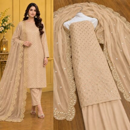 Hiba Bukhari Premium Crinkle Chiffon 3 Piece Suit