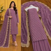 Hiba Bukhari Premium Crinkle Chiffon 3 Piece Suit - Image 10