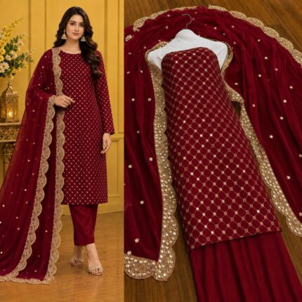 Hiba Bukhari Premium Crinkle Chiffon 3 Piece Suit