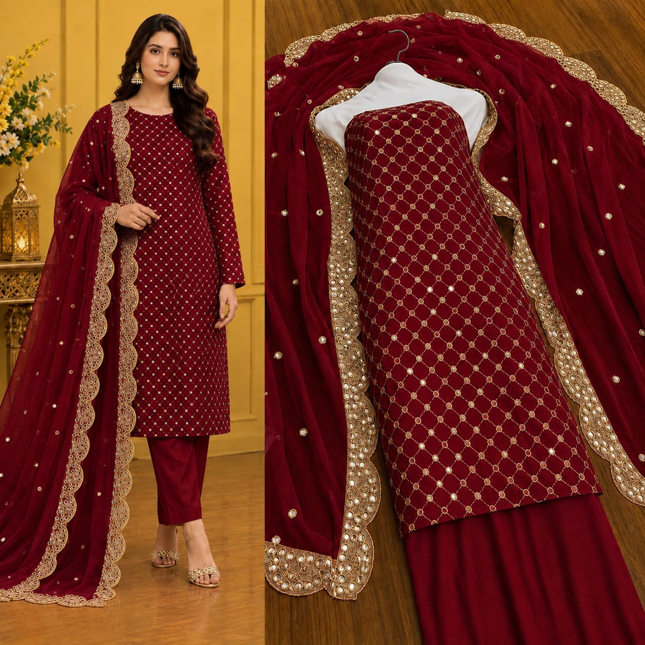 WhatsApp Image 2026-08-07 at 3.19.187799 PM Hiba Bukhari Premium Crinkle Chiffon 3 Piece Suit - Image 1