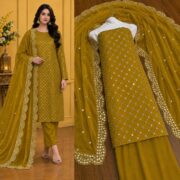 Hiba Bukhari Premium Crinkle Chiffon 3 Piece Suit - Image 4