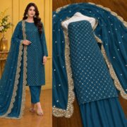 Hiba Bukhari Premium Crinkle Chiffon 3 Piece Suit - Image 2