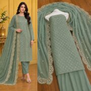 Hiba Bukhari Premium Crinkle Chiffon 3 Piece Suit - Image 19