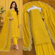 Hiba Bukhari Premium Crinkle Chiffon 3 Piece Suit - Image 18