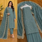 Hiba Bukhari Premium Crinkle Chiffon 3 Piece Suit - Image 16