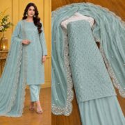 Hiba Bukhari Premium Crinkle Chiffon 3 Piece Suit - Image 14
